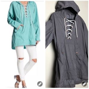 Free People hooded lace-up front grey jacket